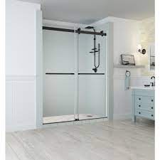 Aston Rivage 56 In To 60 In X 76 In Frameless Sliding Double Bypass Sliding Shower Door In Oil Rubbed Bronze Sdr977ez Orb 60 10 The Home Depot Shower Doors Frameless Shower Doors Sliding Shower Door