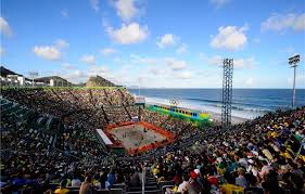 The indoor volleyball competition takes place at ariake arena in ariake , and the beach volleyball tournament at shiokaze park , 1 2 in the temporary. News Detail Agatha Lauds Beach Volleyball Venue Fivb Olympic Games Rio 2016
