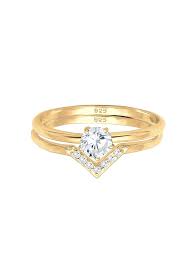 Opal aus äthiopien größe 52 ringbreite: Elli Ring Set Solitar Dreieck Zirkonia 925 Sterling Silber Klingel