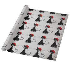 Evil Christmas Black Cat Wrapping Paper Zazzle Com Gift Wrapping Paper Christmas Wrapping Paper Unique Gift Wrapping