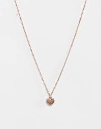 Rose gold heart necklace, tiny heart necklaces, rose gold heart on rose gold chain.daint, simple, birthday, wedding, bridesmaid missdiary. Ted Baker Hara Tiny Heart Pendant Necklace In Rose Gold Asos