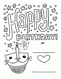 Birthday Card Coloring Page Cat Happy Birthday Card With Cat Cupcake Coloring Page For Kids Holiday Coloring Pag Happy Birthday Coloring Pages Coloring Birthday Cards Birthday Coloring Pages