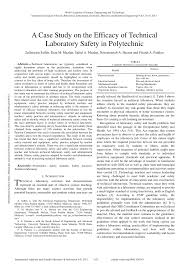 This is usually led by the emergency medical service (ems) sector of the operational branch o. Pdf A Case Study On The Efficacy Of Technical Laboratory Safety In Polytechnic