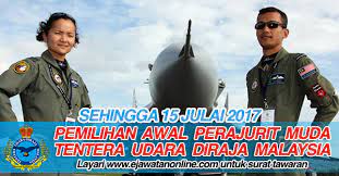 Sebarang pertanyaan sila hubungi : Perajurit Muda Tentera Udara Diraja Malaysia Tudm 15 Julai 2017 Jawatan Kosong 2020