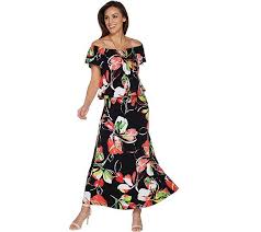 Susan Graver Printed Liquid Knit Maxi Dress Qvc Com Dresses Knit Dress Fashion
