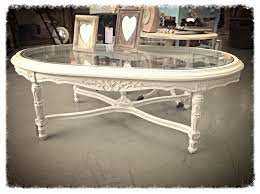 Vintage Style Oval Glass Topped Coffee Table Hand Painted In Autentico Pebbles Vintag Painted Coffee Tables Glass Coffee Table Makeover Glass Coffee Table Redo