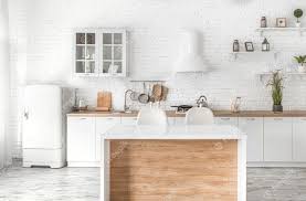 Small kitchens are big on cozy charm but can be difficult to keep them organized. Free Photo Modern Stylish Scandinavian Kitchen Interior With Kitchen Accessories Bright White Kitchen With Household Items