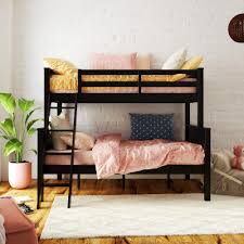If you need the lower bunk only for sleepover guests, a few big cushions will help turn it into a cozy sofa. Your Zone Twin Over Full Wood Bunk Bed Kids Bedroom Furniture Black Walmart Com Walmart Com