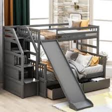 Maybe you would like to learn more about one of these? Harper Bright Designs Gray Twin Over Full Bunk Bed With Drawers And Slide Sm000109aae The Home Depot Bunk Beds With Storage Bunk Bed With Slide Bed With Slide