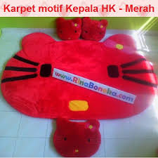 Ada yang bilang produk karpet kami harganya mahal !!! Karpet Bulu Kepala Hello Kitty Warna Merah Rina Boneka