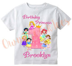 Disney Princess Babies Personalized T Shirt Customize Name Age Tee Designs Toddler Youth Adult Sizes Birthday Party Custom
