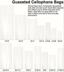 Cellophane Bags Directory Cellophane Bags Size Guide