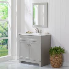 Light Gray Single Sink Bathroom Vanity