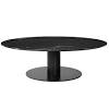 White marble high gloss coffee table in oval tulip shape. 1