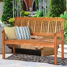 It's crafted from solid teak wood with clean lines that are just right for your coastal outdoor decor, including a slatted seat and cutouts in the apron. Costway 50 Two Person Outdoor Garden Bench Loveseat Porch Chair Solid Wood W Armrest Walmart Com Walmart Com