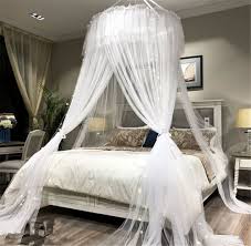 Most things in life become more magical by adding string lights; Lotus Karen Bed Canopy Elegant Lace Round Hoop Polyester Sheer Mesh Bed Curtains Princess Dome Bedding Net For Twin Full Queen King Size Bed Buy Online In Indonesia At Desertcart Id