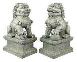 Large Set Of Foo Dogs Guardian Lions Pair Of Indoor Outdoor Garden Statues Feng Shui Symbols Foo Dog Foo Dog Tattoo