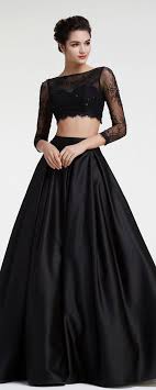 Black Lace Two Pieces Prom Dresses Long Sleeves Prom Dresses Long With Sleeves Black Long Sleeve Prom Dress Prom Dresses Ball Gown