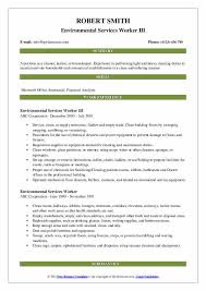 Environmental Services Worker Resume Samples Qwikresume