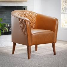 Shop wayfair for all the best faux leather accent chairs. Vera Upholstered Barrel Accent Chair Faux Camel Brookside Home Target