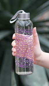 Sunny By Sue Purple Tangle Glass Water Bottle Bottle Water Bottle