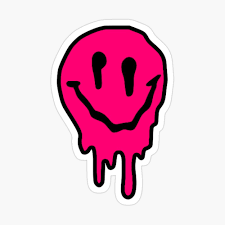 Dripping smiley face vectors (139). Hot Pink Smiley Drip Black Face Black Outline Sticker By Abbyfischler In 2021 Smiley Face Tattoo Dripping Smiley Face Painting Cool Easy Drawings