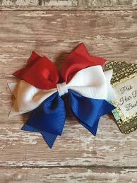 This is a partial list of awareness ribbons.the meaning behind an awareness ribbon depends on its colors and pattern. Arco Del Pelo Blanco Y Azul Rojo 4 De Arco Del Pelo De Julio Patriotic Hair Bow Blue Hair Bows Boutique Hair Bows