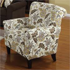 Coaster Fabric Club Arm Chair In Brown Flower Pattern Furniture Coaster Fine Furniture Accent Chairs