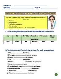 Worksheet Verbo Ser Pdf