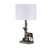Woodland 17.25" Tall Rustic Antler Copper Deer Bedside Table Desk Lamp with  Tapered White Fabric Shade