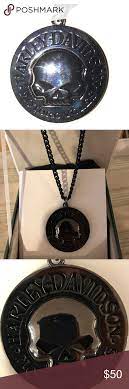 Nwot Men S Stainless Steel Willie G Skull Neckless Neckless Harley Davidson Accessories Skull Lover
