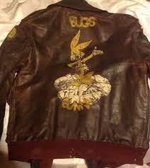 8th Air Force Wwii A2 Flight Jacket Painted Bombs Bugs Bunny Vintage Bad Shape Flight Jacket A2 Flight Jacket Wwii Bomber Jacket