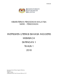 Instrumen saringan literasi menulis bahasa melayu saringan 2 tahun 1, 2 dan 3. Instrumen Membaca Saringan 1 Tahun 1 2018