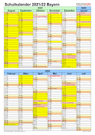 Kalender 2021 zum ausdrucken als pdf 19 vorlagen kostenlos : Schulkalender 2021 2022 Bayern Fur Excel