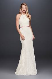 Illusion Lace Halter Sheath Wedding Dress David S Bridal Sheath Wedding Dress Lace Petite Wedding Dress Fitted Wedding Dress
