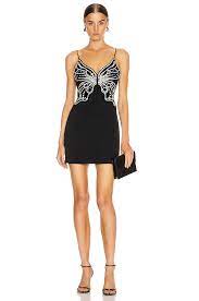 David Koma Embroidered Butterfly Mini Dress In Black Silver Fwrd David Koma Mini Dress Embroidered Butterfly
