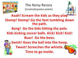 The Noisy Recess Onomatopoeia Poem Aaah Scream The Kids
