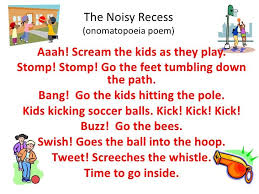 the noisy recess onomatopoeia poem aaah scream the kids