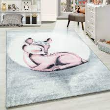 Weitere ideen zu babyzimmer teppich, teppich kinderzimmer, teppich. Kinderteppich Kinderzimmer Teppich Babyzimmer Susser Rehkitz Optik Grau Pink Weiss Teppium Online Teppich Market