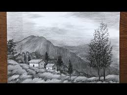 Easy way to draw natural scenery Mountain Scenery Drawing In Pencil Easy Pencil Sketch For Beginners Draw And Shade A Scenery Paintingtube