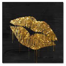 350 x 350 jpeg 15 кб. Color Bakery Golden Lips Canvas Wall Art Gold On Sale Overstock 14534153