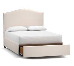 Fairborn gray full upholstered bed w/storage footboard the stately profile of the homelegance fairborn collection. Raleigh Curved Upholstered Tall Footboard Storage Platform Bed Pottery Barn