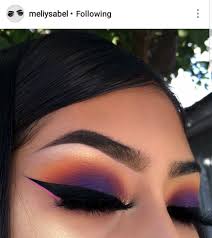 Black And Yellow Eyeshadow Looks Orange Purple Eyeshadow W Black And Pink Liner Eyeshadowsideas Purple Makeup Looks Eye Makeup Gorgeous Makeup