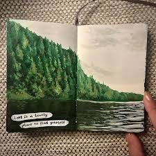 Gizem Bozkurt On Instagram Yesil Tonlarinin Oldugu Bir Resim Yapmak Iyi Geldi Defter Moleskine Boya Liquitex Art Gouache Art Painting Art Projects
