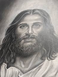 BEAUTIFUL ORIGINAL 19TH Portrait Pencil Drawing Man Jesus Christ Religion  God $40.33
