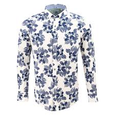 Floral shirts for men online. Guide London Linen Blue Floral Print Mens Shirt Ls74483 The Shirt Store