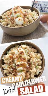 No Need To Pass Up Everyone S Favorite Summer Side This Cauliflower Salad Has All The Same Great Flavors Of A Loade Cauliflower Salad Keto Side Dishes Recipes
