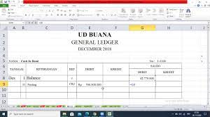 Contoh soal jurnal umum buku besar neraca br1m reg. General Ledger Buku Besar Ud Buana Youtube