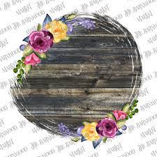 Rustic Floral Frame Round Wood Png Clipart Instant Download Etsy Clip Art Art File Artwork