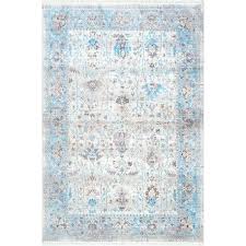 Made with polypropylene in turkey, and has a low pile. Vintage Faded Floral Garden Light Blue Rug